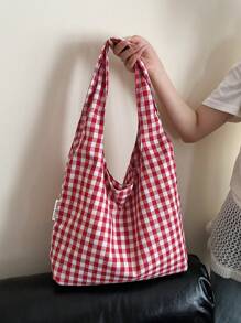 Bolso de mano grande de gran capacidad para mujer, nueva colección 2025 de bolso de mano de cuadros de colores, bolso de hombro ligero y versátil casual para mujer, bolso de compras/playa para viajar