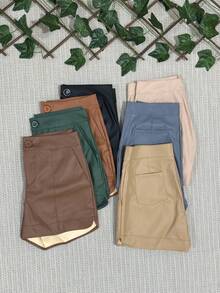 Fake Leather Shorts Size Pp 34-36 P 38 M 40 G 42 Gg 44 With Front And Back Pocket - 棕色 - 查看 3