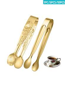 10 件不锈钢小夹子，适用于方糖、冰块、迷你水果、糖果、甜点、派对 - 餐厅、咖啡厅、下午茶、派对、酒店用品 - 金色 - 查看 11