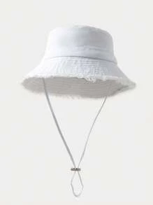 1pc Men's New Summer Outdoor Fashionable Wide Brim Bucket Hat With Rope, Casual Sun-Shading Hat For Daily Wear Men's Sun Hat Summer Hat, Suitable For Summer Outdoor Activities Such As Hiking And Fishing