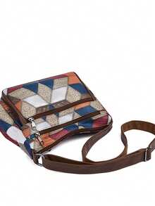 新款多功能中年女性手提包、妈妈包、婆婆包，柔软皮革质感单肩斜挎包 - 棕色 - 查看 4