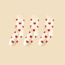 1/5/10 Par de calcetines de media pantorrilla, calcetines negros para mujer, calcetines blancos para hombre, mezcla de poliéster y spándex, calcetines casuales de unicolor para parejas, calcetines románticos con diseño de corazón, calcetines de mujer de alta calidad adecuados para uso diario, como regalo del Día de la Madre, Día del Padre y diversos eventos, para enviar a la familia, parejas, amigos y niños como obsequio festivo