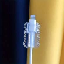 5pcs Wave Shaped Cable Protector Sleeves, TPU Protective Cover For Cables, No Battery Required, Suitable For Phone And Data Cables