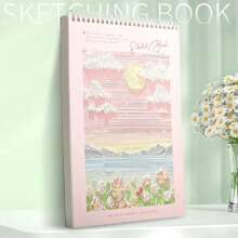 1pc 50 Sheets 290*210mm Pink Watercolor Sketchbook, Suitable As A Gift,Back To School,School Supplies