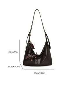 Casual Retro Minimalist Crescent Moon Shoulder Bag, Versatile - Coffee - View 9