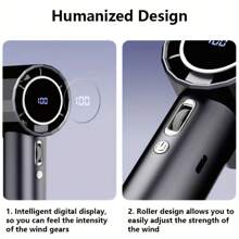 1PC Portable Handheld Turbo Fan 1800mAh 100 Gear High-Speed Cooler Rechargeable Digital Display Desk Fan For Outdoor