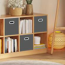 Yunkeeeper Storage Bins Cubes, Fabric Cube Organizer With Handle, Foldable Cube Bins Cloth Or Accessary Storage, 11x11x11, Set Of 3,(Gray) - Màu xanh hải quân - Xem 5