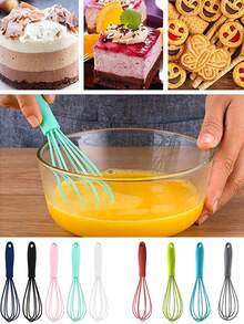 1pc/4pcs Mini Silicone Whisk - Ideal For Adults - Great For Mixing, Whipping, Stirring And Blending - Essential Baking Tool And Kitchen Gadget - Back To School Supplies - Suitable For Chocolate, Eggs, Cream, Butter - Multicolor - View 4