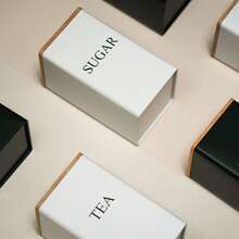 3 Pcs Coffee Tea Sugar Container Set, 1000 Ml Vintage Kitchen Canister Set With Bamboo Lids, Metal Food Storage Container Jars For Kitchen Counter, Farmhouse Decor - Multicolor - View 4