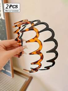 2pcs Women Simple Fashion Wavy Teeth Fixed Non-Slip Hair Hoop, Elegant Suitable For Makeup, Washing, Daily Wear Hair Clip (2/1pc)