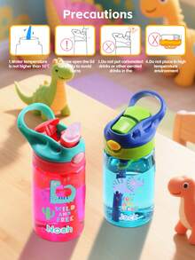 1 件 16 盎司定制水个性化小恐龙名字定制水瓶，学生吸管水杯带吸管防漏安全锁，饮水杯和饮料瓶，学生同学返校礼物夏令营旅行水瓶个性化节日礼物万圣节最佳圣诞节专属礼物，最佳礼物