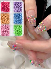 糖果色美甲珠、马卡龙鱼子酱珠 3D 钢球用于美甲设计装饰混合钢球迷你美甲饰品 - 彩色 - 查看 13