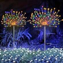 Luces solares tipo fuegos artificiales para jardín, luces decorativas solares IRILUCN para exteriores, 60 LED, IP65, ideales para caminos y decoración navideña del patio trasero, iluminación de caminos, luces solares tipo fuegos artificiales, luces solares, luces de jardín para exteriores - Blanco - Ver 6