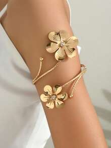 5/3/1 套装金属 3D 花朵项链耳环套装，夸张花朵手链鼻环身体链首饰套装，适合女性、日常/派对/节日的礼物 - 款式1 - 查看 9