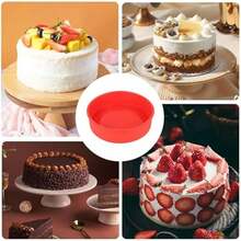 2pcs 20cm Round Silicone Cake Mold, Non-Stick Cake Pan, Easy Release Round Cake Baking Tray, Layered Silicone Cake Mold - Multicolor - View 8
