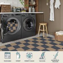 Checkered Easy Jute 3x5 Outdoor Patio Rug, Washable Rugs For Entryway Diamond Indoor Outdoor Living Room Carpet, Farmhouse Neutral Non Slip Black Door Carpet For Backyard Bedroom - 藍色/棋盤格-1 - 查看 3