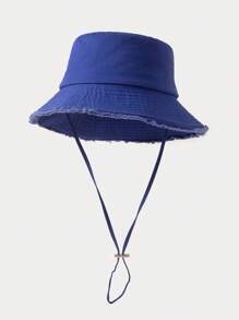 1pc Men's New Summer Outdoor Fashionable Wide Brim Bucket Hat With Rope, Casual Sun-Shading Hat For Daily Wear Men's Sun Hat Summer Hat, Suitable For Summer Outdoor Activities Such As Hiking And Fishing