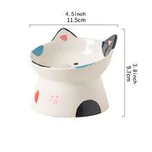 A Creative Elevated Cat Bowl, Ceramic Cat Food Bowl, Water Bowl With Stand To Prevent Overturning, Neck Protection Cat Bowl, Tilted Design Cat Bowl