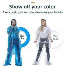 Single-Use Raincoat Suit, Unisex Design, Approximately 120g, Thick, With Hood And Drawstring, Suitable For Outdoor Cycling, Rafting And Travel, Emergency Waterproof, Available In Sky Blue And Clear Insulation, Galentines, Puppy, Carnival, Party Decorations, Spring Summer Picks, Brides Maid Gifts, Room, Bedroom Decor, Bedroom Decor, Beach, Travel, For Men, For Women, Vacation - Multicolor - View 3