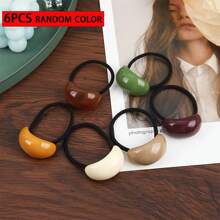 6-Piece Mixed Color Set Design With Curved Hair Cords, French Style Simple And Elegant High Elasticity Hair Accessories, Suitable For Women's Ponytails, Bun Heads, Hair Tie Ropes, Rubber Band Hair Accessories[Colors Will Vary Randomly - May Include Duplicates. Not Suitable For Those Who Require Specific Colors] Ponytail Holders Hair Elastics Hair Rubber Bands Scrunchies