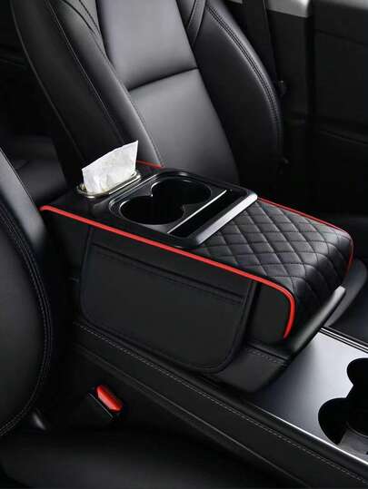 Car Storage Box, Automotive Armrest Extender, Car Central Armrest Box, High-End Material Ergonomic Armrest Box, Driving Comfort Upgrade, Wear-Resistant Anti-Fouling Easy To Clean, Multi-Vehicle Compatible, New Tissue Box Storage Box With Cup Holder, Layered Storage, Movable For Women Storage Organizer Travel Essentials Gift