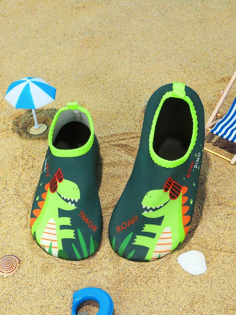 Kids Cartoon Cute Fun Anti-Slip Breathable Soft Wading, Swimming, Outdoor Beach, Indoor Yoga Water Shoes - Green - View 1
