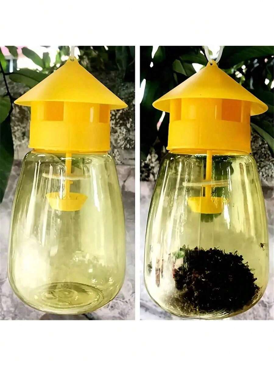 1pc Fruit Fly Trap, Reusable And Hanging Design For Kitchen And Orchard Pest Control,No Electricity Required,Plastic,Perfect For Garden And Home Use,15cm Yellow Large Fly Sticker Fly Killing Bottle, Fly Trapping Bottle, Fly Trap, Fly Trap, Fruit Fly Trap, Insect Trap, Fruit Fly Lure(Does Not Contain Attractants)
