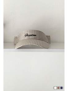 1 件女士夏季度假沙滩太阳帽，甜美可爱百搭字母刺绣撞色开顶帽，长檐防晒帽，适合度假、露营