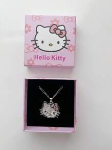 Sanrio Sanrio Hello Kitty Cartoon Cute Girl Necklace KT Cat Pendant And Diamond Collarbone Chain Strap Gift Box Gift Bag, Perfect Birthday Gift, Valentine's Day Gift, Christmas Gift.