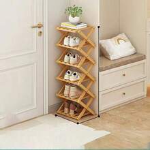 1pc Bamboo Minimalist No-Installation Folding Shoe Rack, Suitable For Living Room, Bedroom, Balcony, Entryway - Yellow - View 4