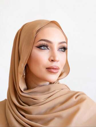 2 件套女士围巾和弹力帽套装，多功能内层头巾和长袍配饰组合，雪纺围巾和弹力帽休闲套装