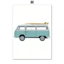 1PC Abstract Minimalist Sea Beach Surfboard Mountain Posters And Prints Wall Art Canvas Painting Wall Pictures For Living Room Decor Optional Frame ﻿