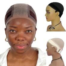 Wig Cap With Grip Band For Keeping Wigs In Place, More Full Cap-Wide Transparent Lace For Lace Front Wigs - Brown/Black/Nude Non Slip Cap Make Your Wig Be Glueless (Brown-M) - Brown - View 6