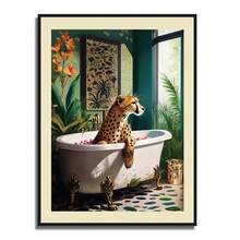 1pc Interesting Animal Bathtub Art Poster Ostrich Rhinoceros Octopus Printing Bathroom Wall Gifts Decor Optional Frame - Multicolor - View 43
