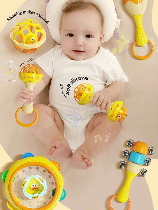 1pc Cute Baby Hand Cranked Bell Toy, Diverse Colors, Cultivating Children's Color And Sound Cognition, Creative Baby Soothing Hand Cranked Bell, Children's Puzzle Toy, Parent-Child Interaction, Early Education, Holiday And Birthday Gifts, Baby Toy