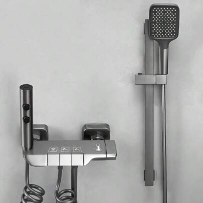 Juego de ducha color gris acero, rociador de baño de 3 niveles, separable, de cobre puro, accesorios de ducha para el hogar