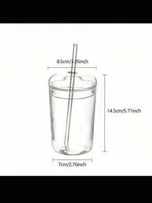 1 件 450 毫升玻璃杯带盖和吸管透明茶咖啡杯果汁杯罐牛奶摩卡杯早餐杯饮具
