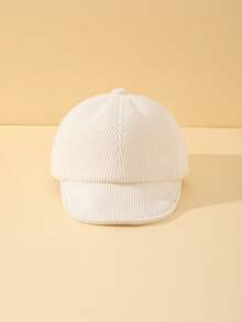 1 buah Topi Bayi Minimalis Warna Polos Bahan Korduroi, Topi Baseball untuk Anak Laki-laki & Perempuan untuk Penggunaan Sehari-hari - Putih - View 2