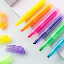 6pcs/Set Fluorescent Highlighter Pens, 6 Vibrant Colors, Colorful Marker Pens, Large Capacity, For Emphasis Marking