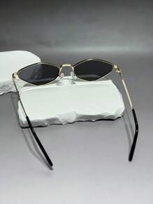 1 Pair Retro Geometric Pattern Small Frame Unisex Glasses, Y2K Fashion Versatile Suitable For All Occasions, All Season