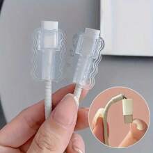 5pcs Wave Shaped Cable Protector Sleeves, TPU Protective Cover For Cables, No Battery Required, Suitable For Phone And Data Cables