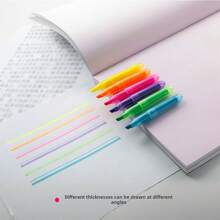 6pcs/Set Fluorescent Highlighter Pens, 6 Vibrant Colors, Colorful Marker Pens, Large Capacity, For Emphasis Marking