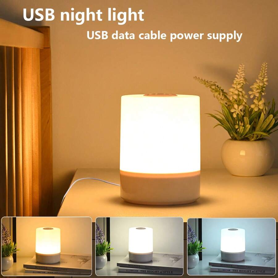 USB LED Touch Sensor Night Light - Dimmable 3-Color Bedside Lamp, Portable Mini LED Nightlight, Nursing Light For Baby, Soft Lighting, For Bedroom Decor, Lighting Decoration, USB Powered
