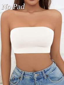 夏季女士无肩带文胸套装，包括细肩带文胸、抹胸、露背上衣和吊带背心 - 白色 - 查看 3