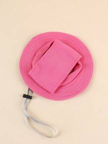 1pc Hawaiian Style Sun Protection Pet Hat With Cute Ear Holes, Adjustable, Suitable For Small Dogs, Polyester, For All Seasons Outdoor Wear