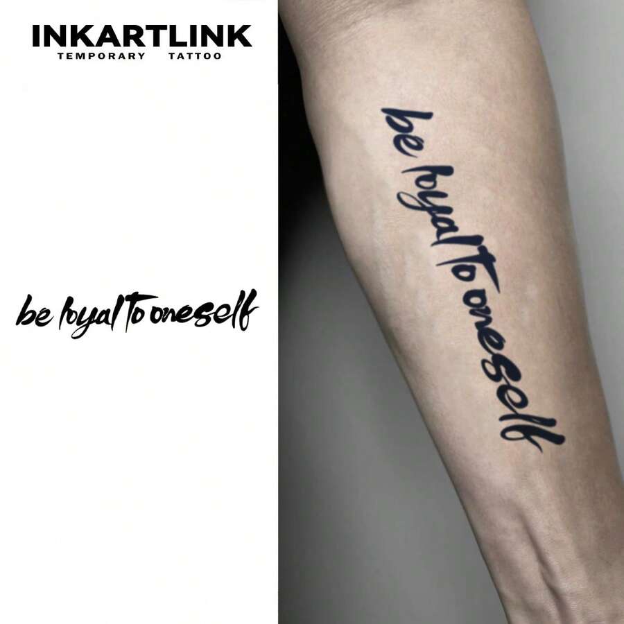 INKARTLINK Waterproof Semi-Permanent Tattoo Stickers | Artistic English Phrase & Plant Temporary Tattoos | Inspirational Fake Tattoo For Arms & Shoulders
