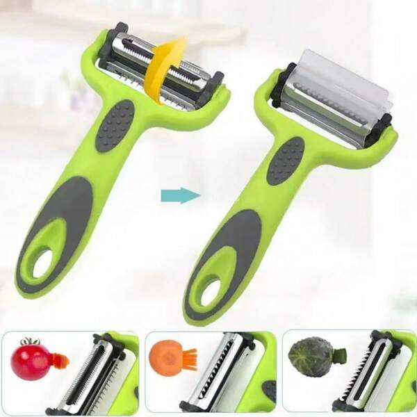 3 In 1 Julienne Peeler Fruit And Vegetable Peeler With Non-Slip Handle Ideal For Peeling Potatoes, Carrots And Various Fruits And Vegetables