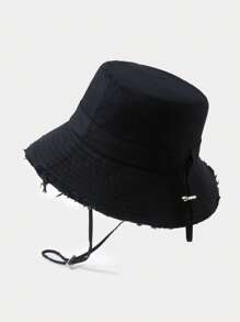 1pc Men's New Summer Outdoor Fashionable Wide Brim Bucket Hat With Rope, Casual Sun-Shading Hat For Daily Wear Men's Sun Hat Summer Hat, Suitable For Summer Outdoor Activities Such As Hiking And Fishing