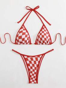 Set de bikini con triángulo y tiras en el cuello, estilo sexy y de moda para el verano y la playa