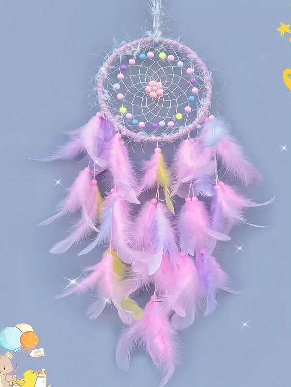 1pc Dreamcatcher Hanging Decor, DIY Craft Kit With Cartoon Design, Ideal For Girls Room Decoration